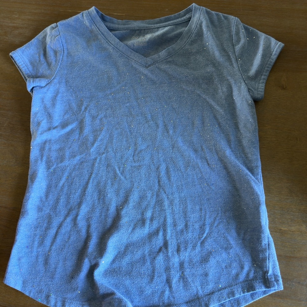 Cat & Jack Heathered Light Blue V-Neck Tee